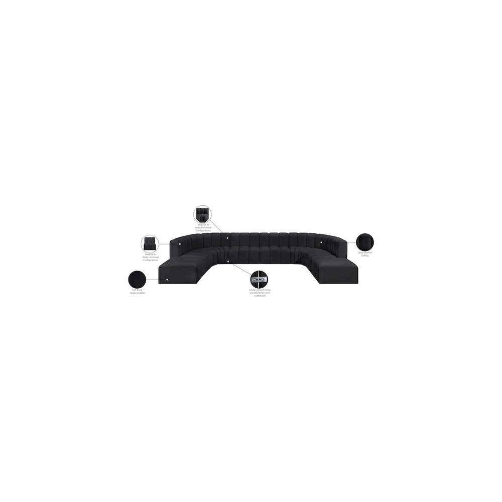 Arc Black Vegan Leather Modular Sofa. Picture 12