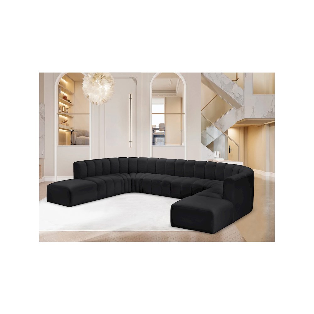 Arc Black Vegan Leather Modular Sofa. Picture 2