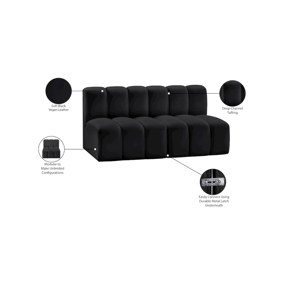 Arc Black Vegan Leather Modular Sofa. Picture 10