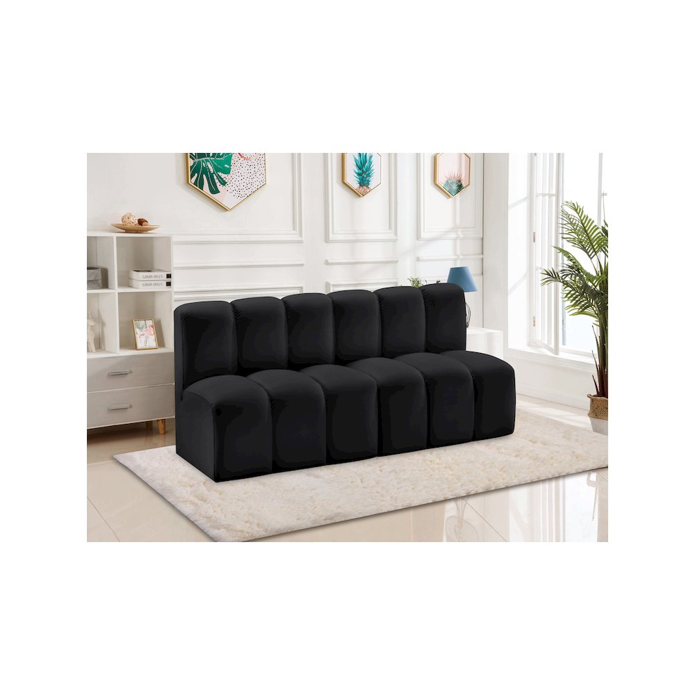 Arc Black Vegan Leather Modular Sofa. Picture 11