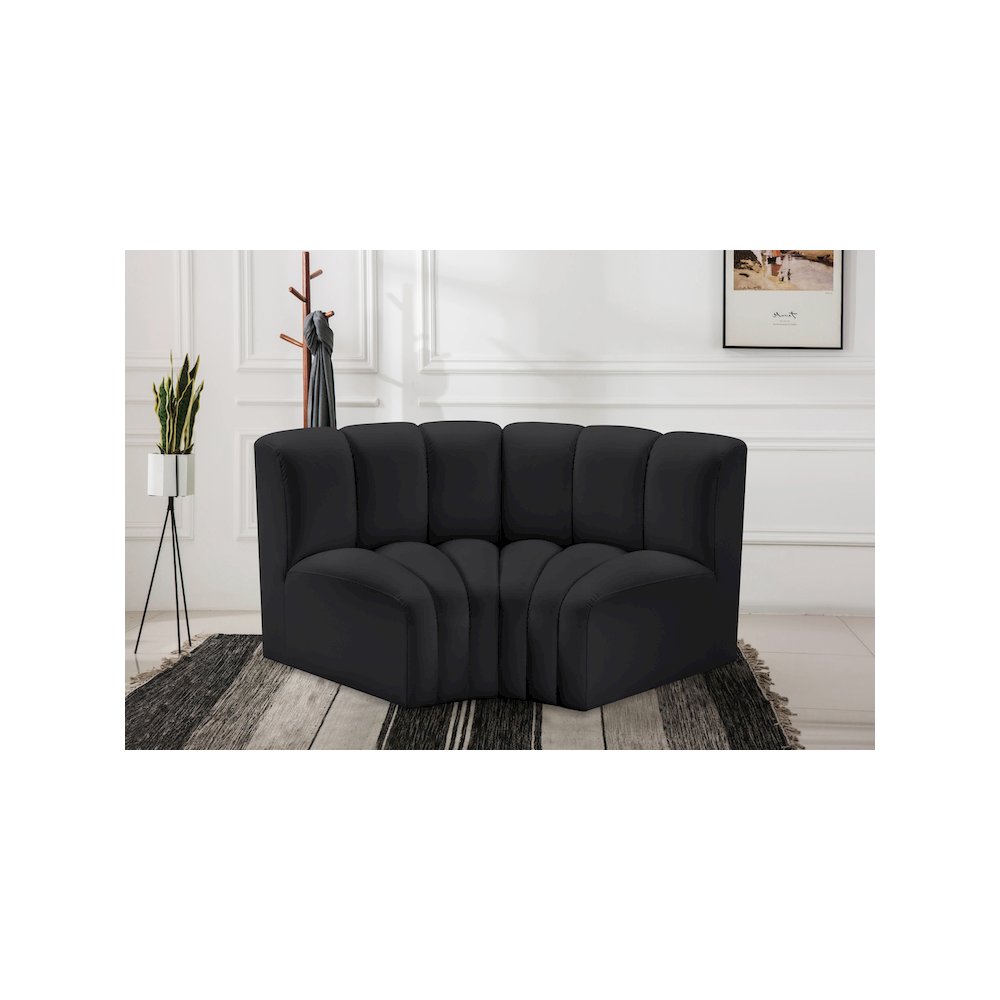 Arc Black Vegan Leather Modular Sofa. Picture 2