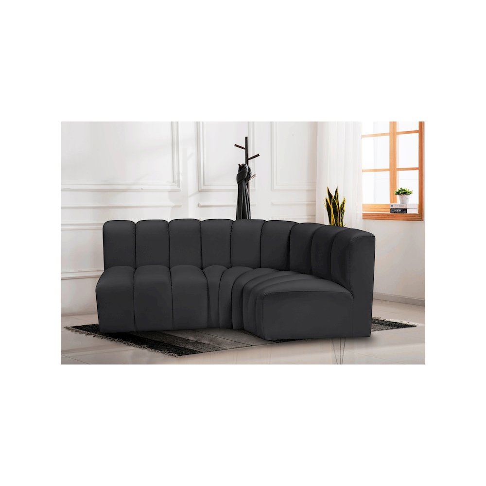 Arc Black Vegan Leather Modular Sofa. Picture 2