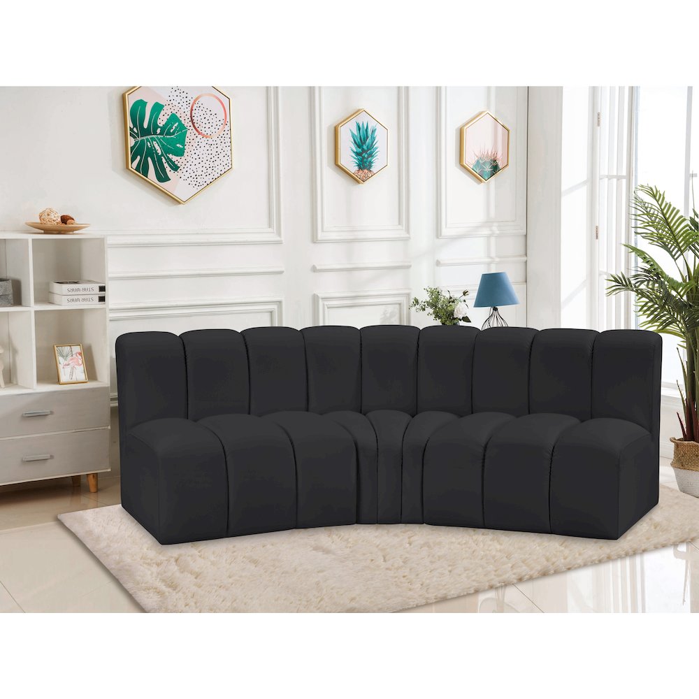 Arc Black Vegan Leather Modular Sofa. Picture 2