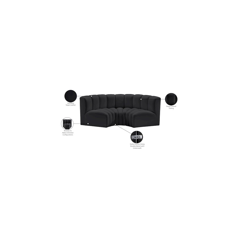 Arc Black Vegan Leather Modular Sofa. Picture 12