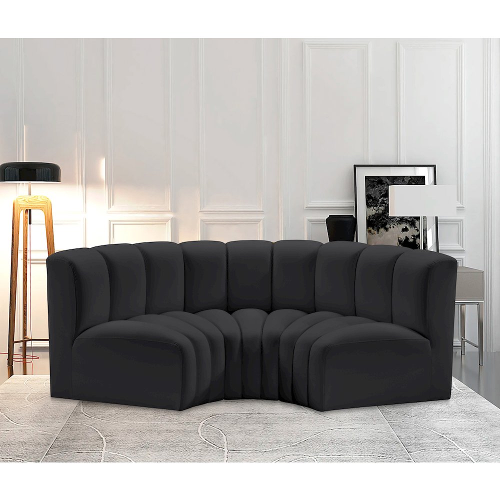Arc Black Vegan Leather Modular Sofa. Picture 2