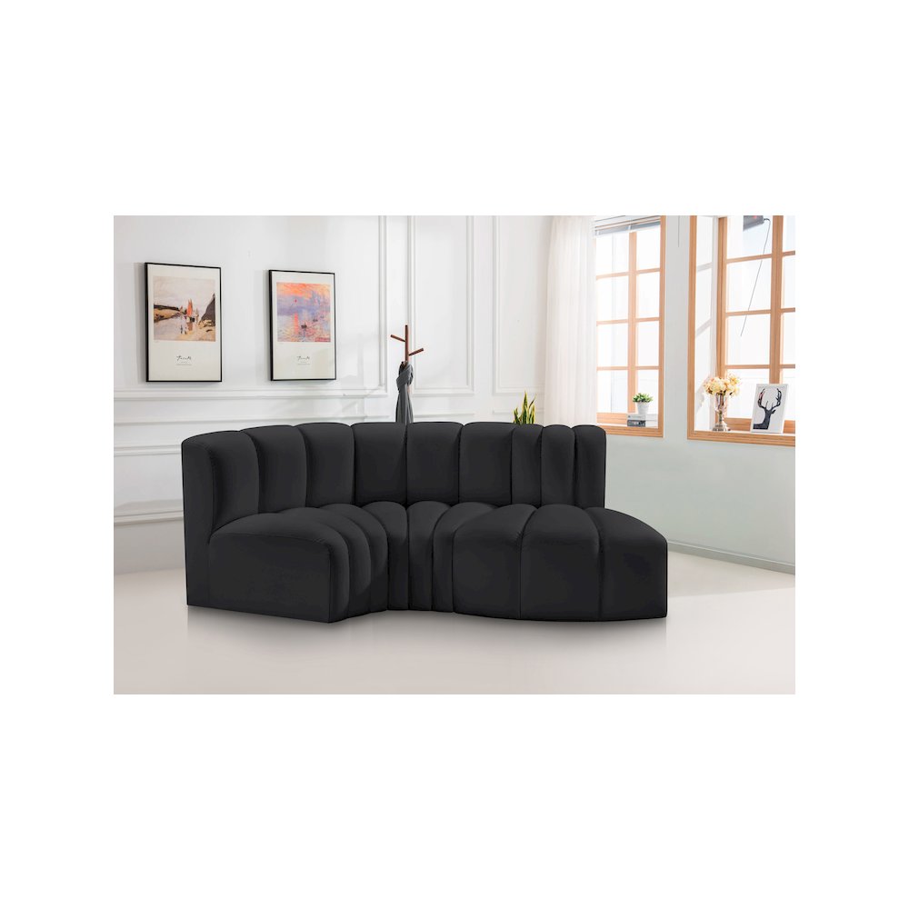 Arc Black Vegan Leather Modular Sofa. Picture 2