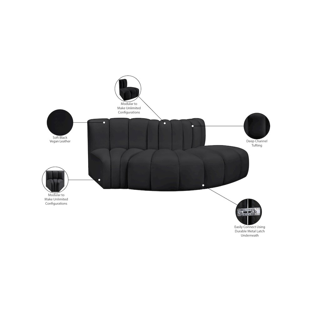 Arc Black Vegan Leather Modular Sofa. Picture 11