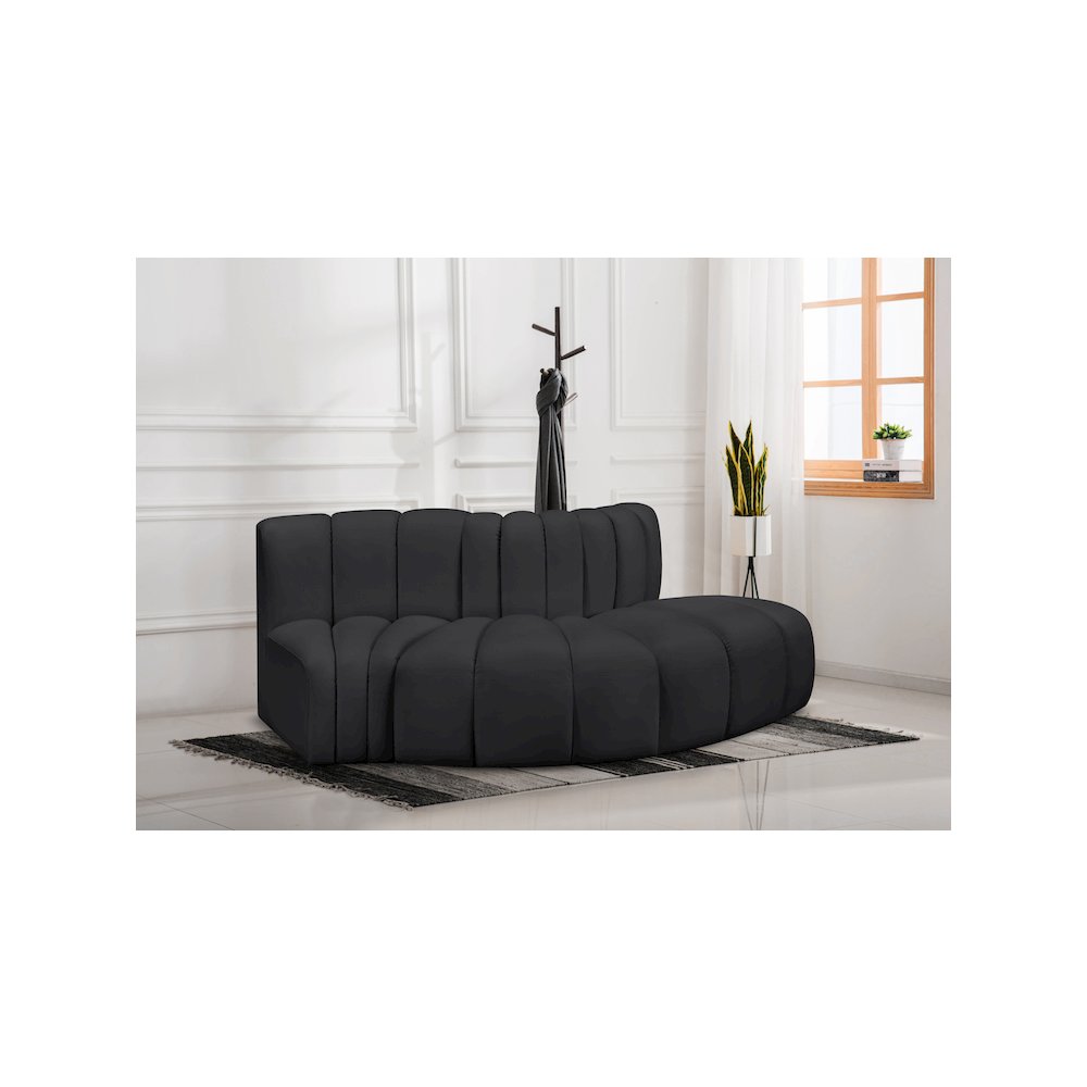 Arc Black Vegan Leather Modular Sofa. Picture 2
