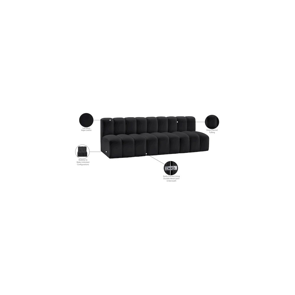 Arc Black Vegan Leather Modular Sofa. Picture 12