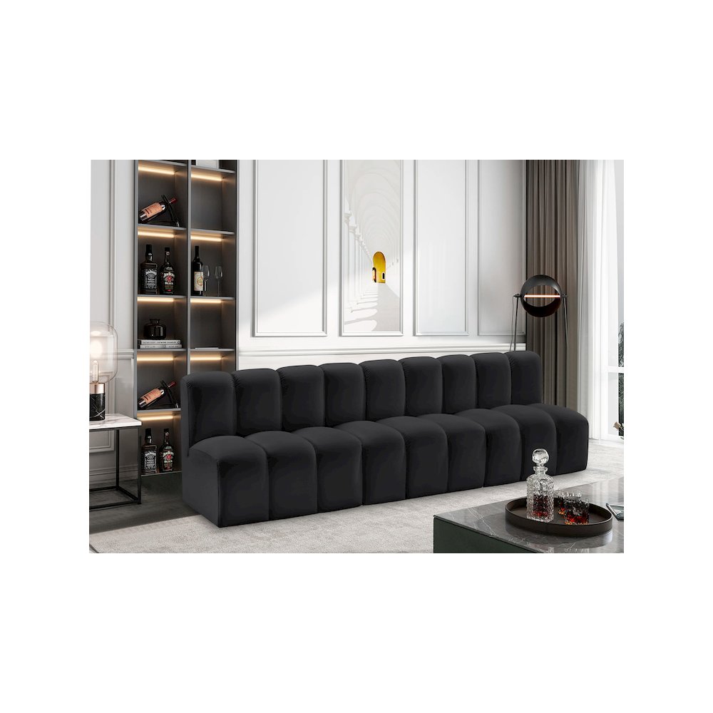Arc Black Vegan Leather Modular Sofa. Picture 2