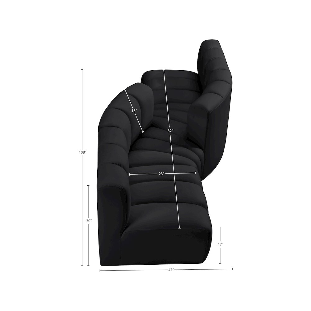 Arc Black Vegan Leather Modular Sofa. Picture 10