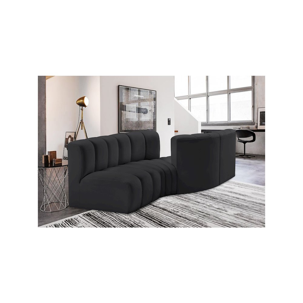 Arc Black Vegan Leather Modular Sofa. Picture 2
