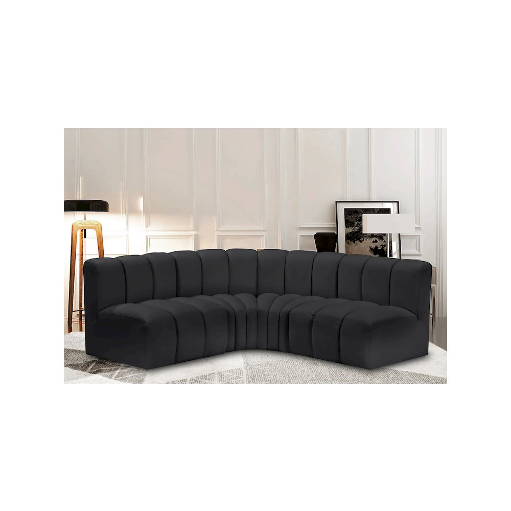 Arc Black Vegan Leather Modular Sofa. Picture 2