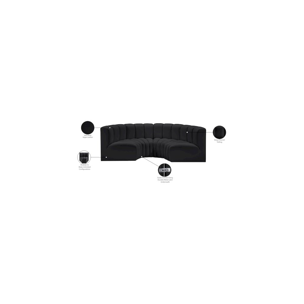 Arc Black Vegan Leather Modular Sofa. Picture 12