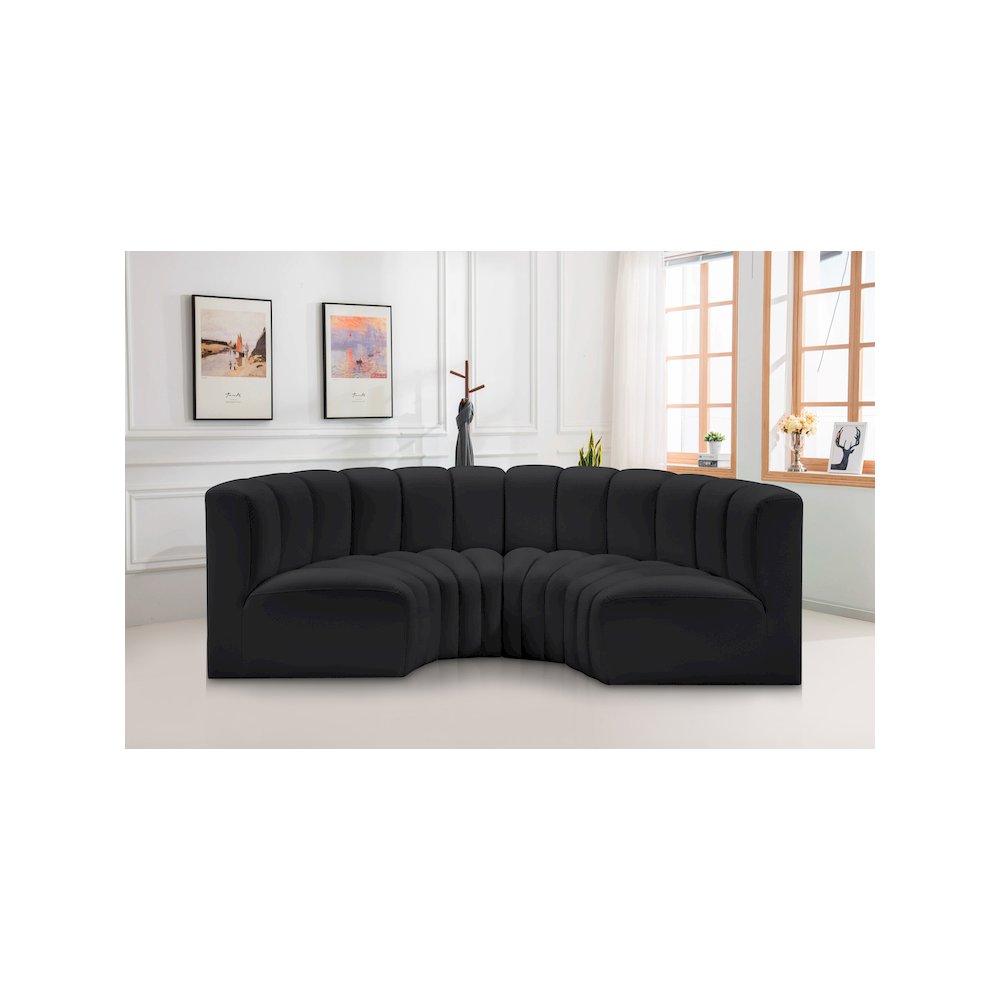Arc Black Vegan Leather Modular Sofa. Picture 2