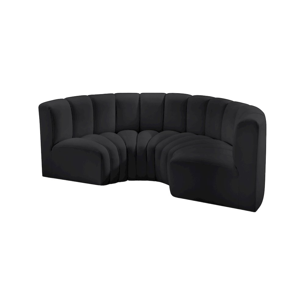 Arc Black Vegan Leather Modular Sofa. Picture 4
