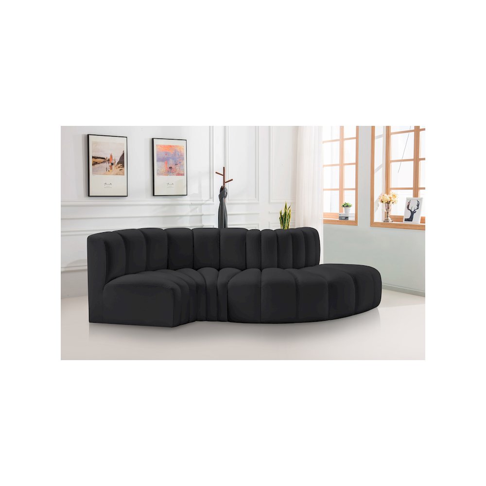 Arc Black Vegan Leather Modular Sofa. Picture 2