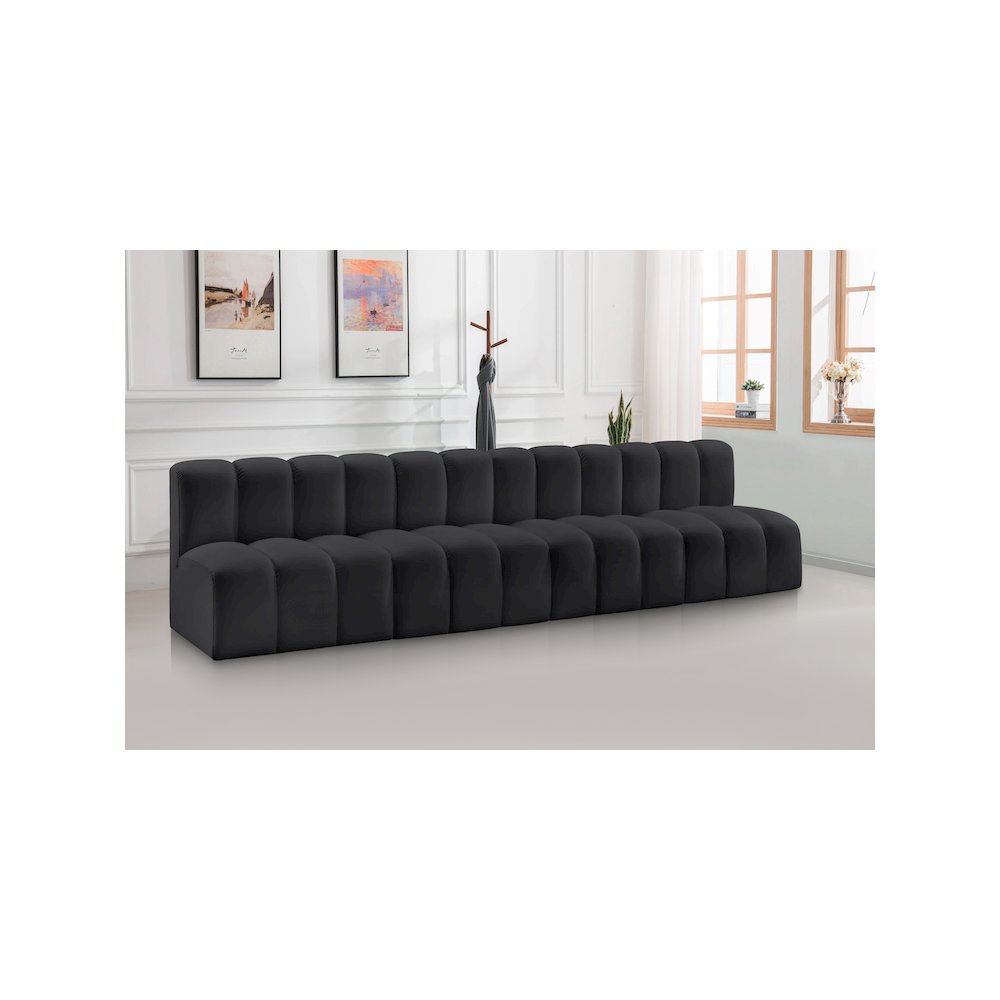 Arc Black Vegan Leather Modular Sofa. Picture 2