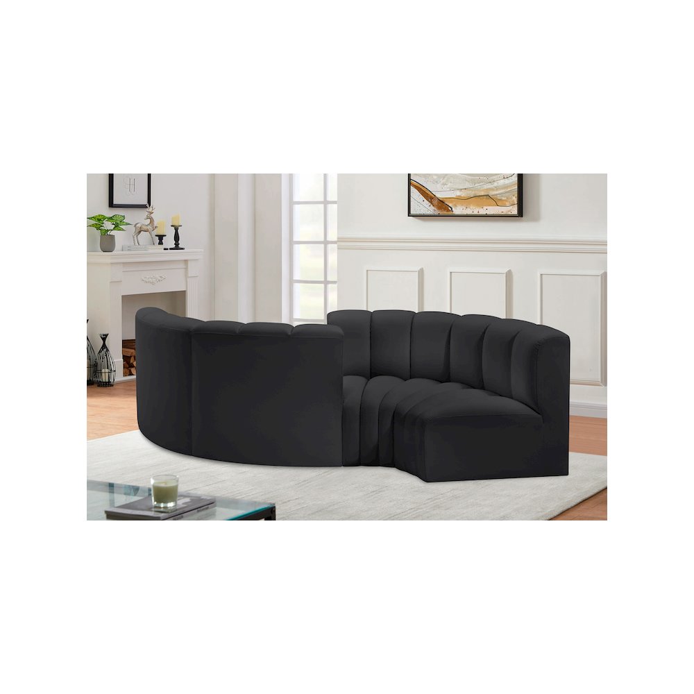Arc Black Vegan Leather Modular Sofa. Picture 2