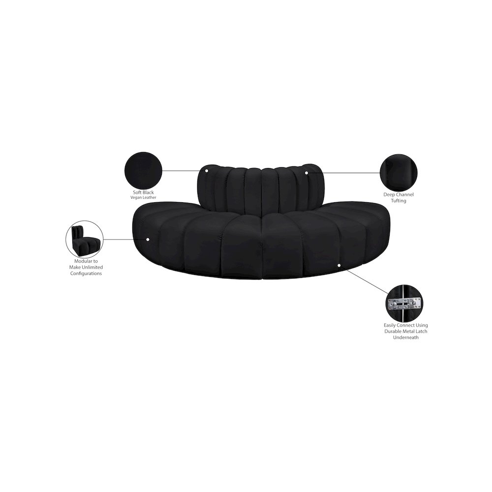 Arc Black Vegan Leather Modular Sofa. Picture 12