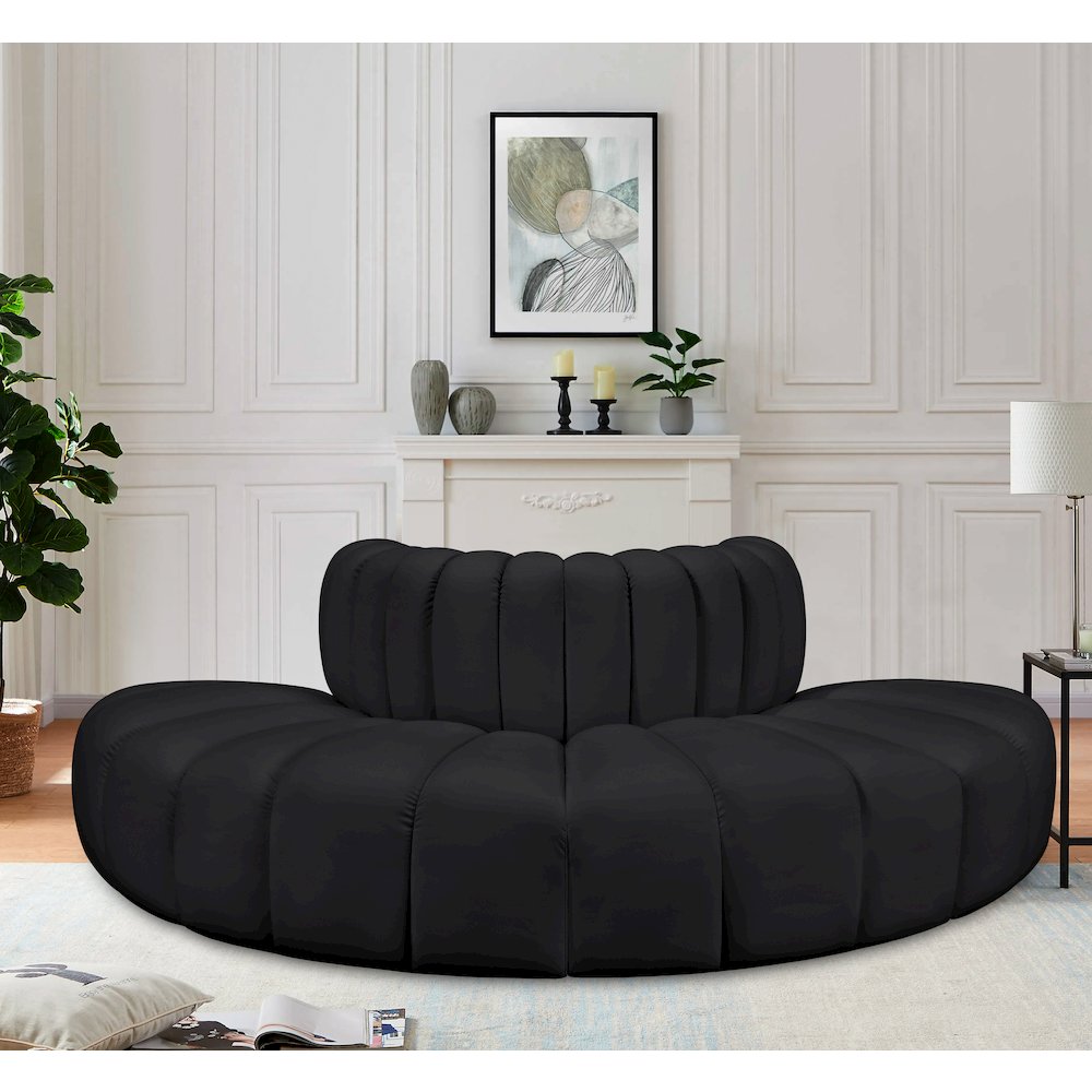 Arc Black Vegan Leather Modular Sofa. Picture 2