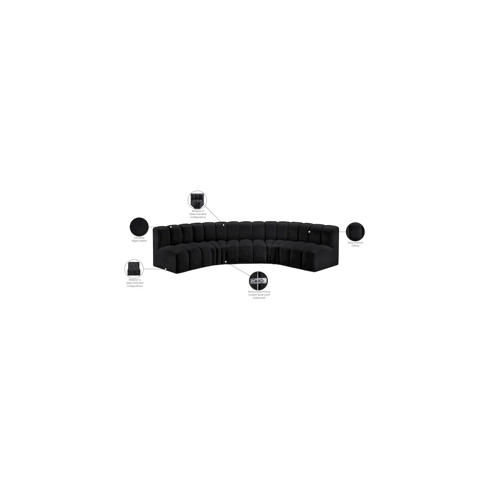 Arc Black Vegan Leather Modular Sofa. Picture 12