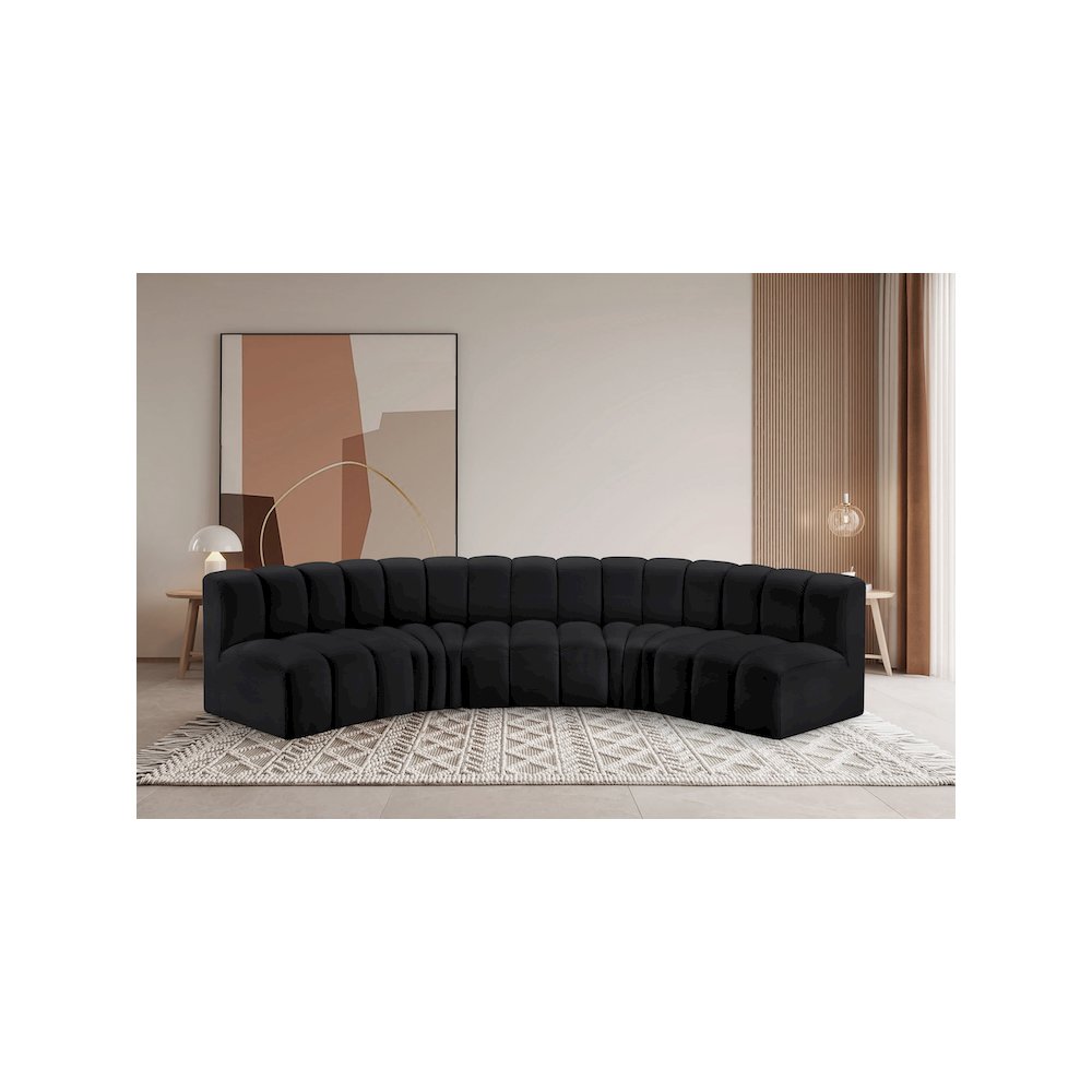 Arc Black Vegan Leather Modular Sofa. Picture 2