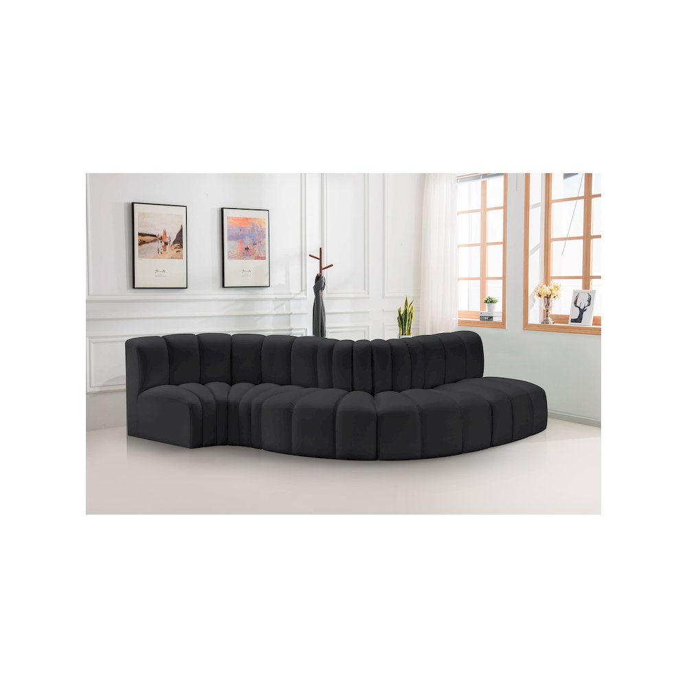 Arc Black Vegan Leather Modular Sofa. Picture 2