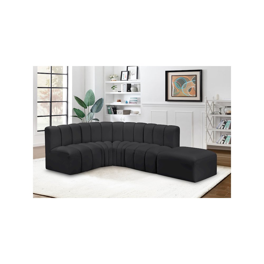Arc Black Vegan Leather Modular Sofa. Picture 3