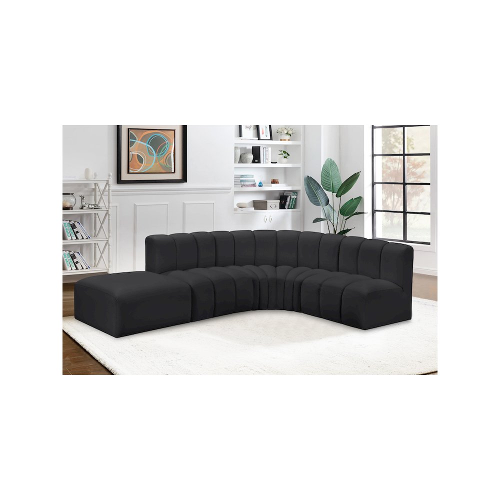 Arc Black Vegan Leather Modular Sofa. Picture 4