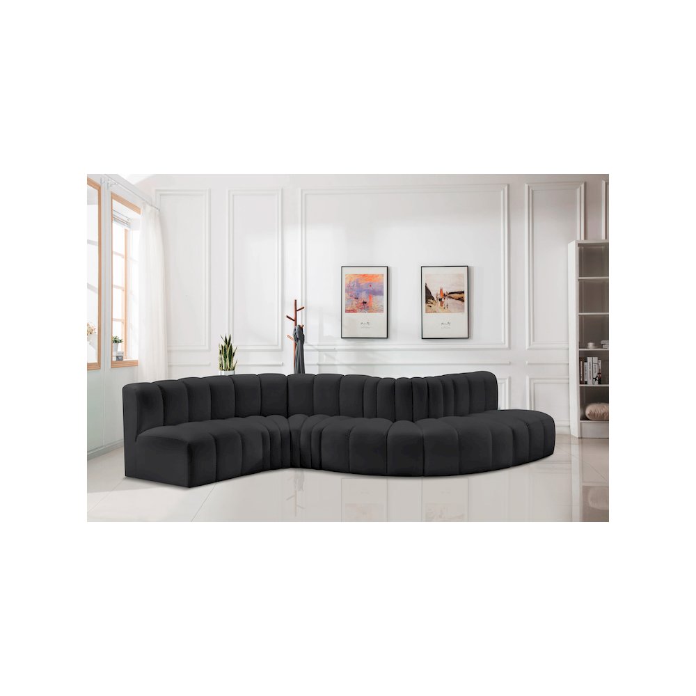 Arc Black Vegan Leather Modular Sofa. Picture 2