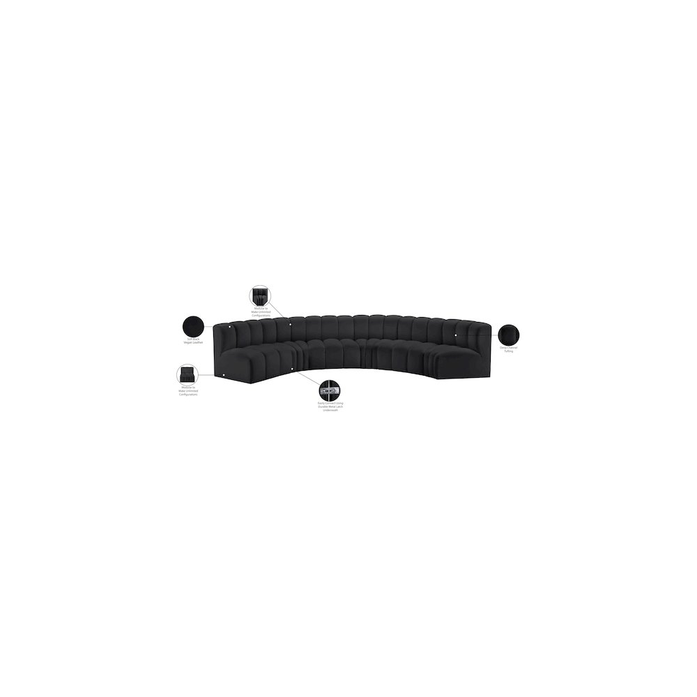 Arc Black Vegan Leather Modular Sofa. Picture 12