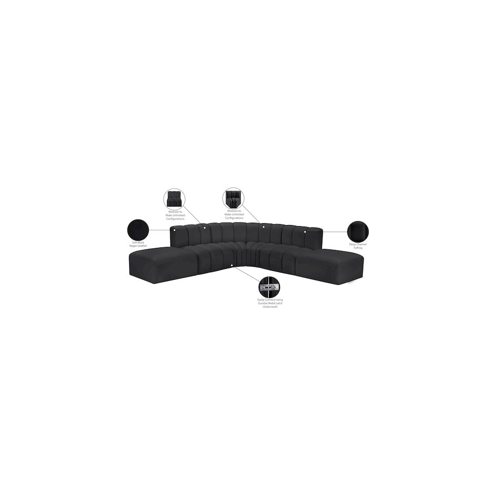Arc Black Vegan Leather Modular Sofa. Picture 12