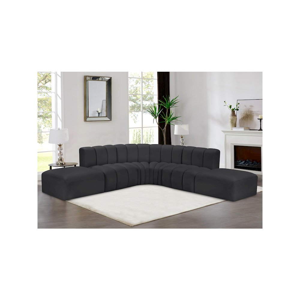 Arc Black Vegan Leather Modular Sofa. Picture 2