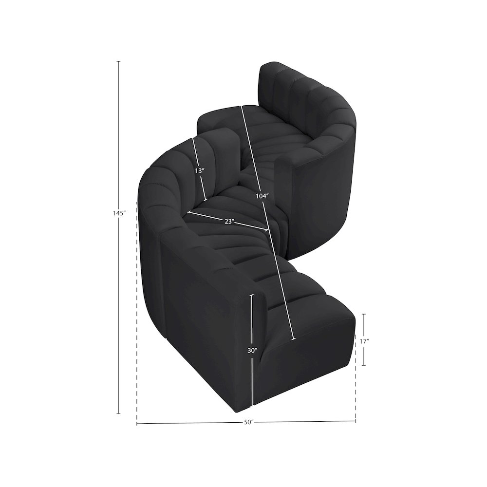 Arc Black Vegan Leather Modular Sofa. Picture 7