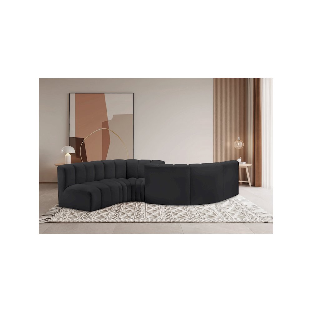 Arc Black Vegan Leather Modular Sofa. Picture 2