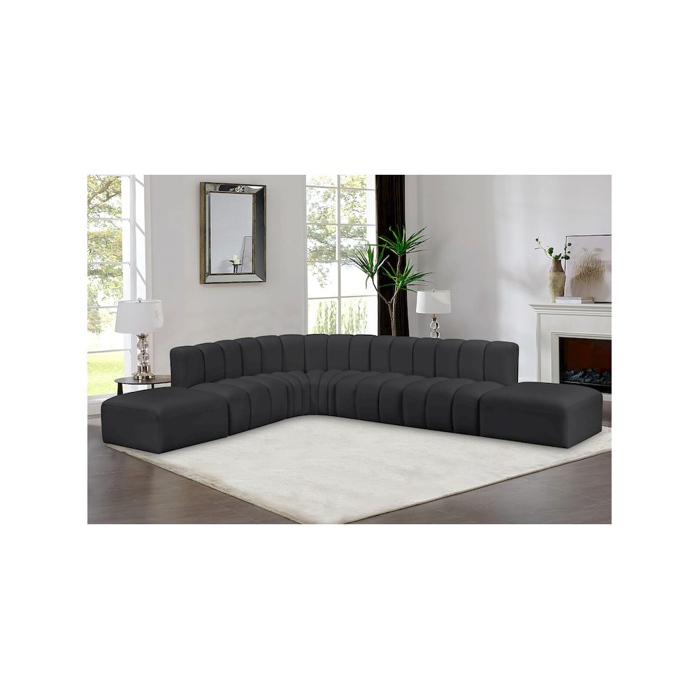 Arc Black Vegan Leather Modular Sofa. Picture 2