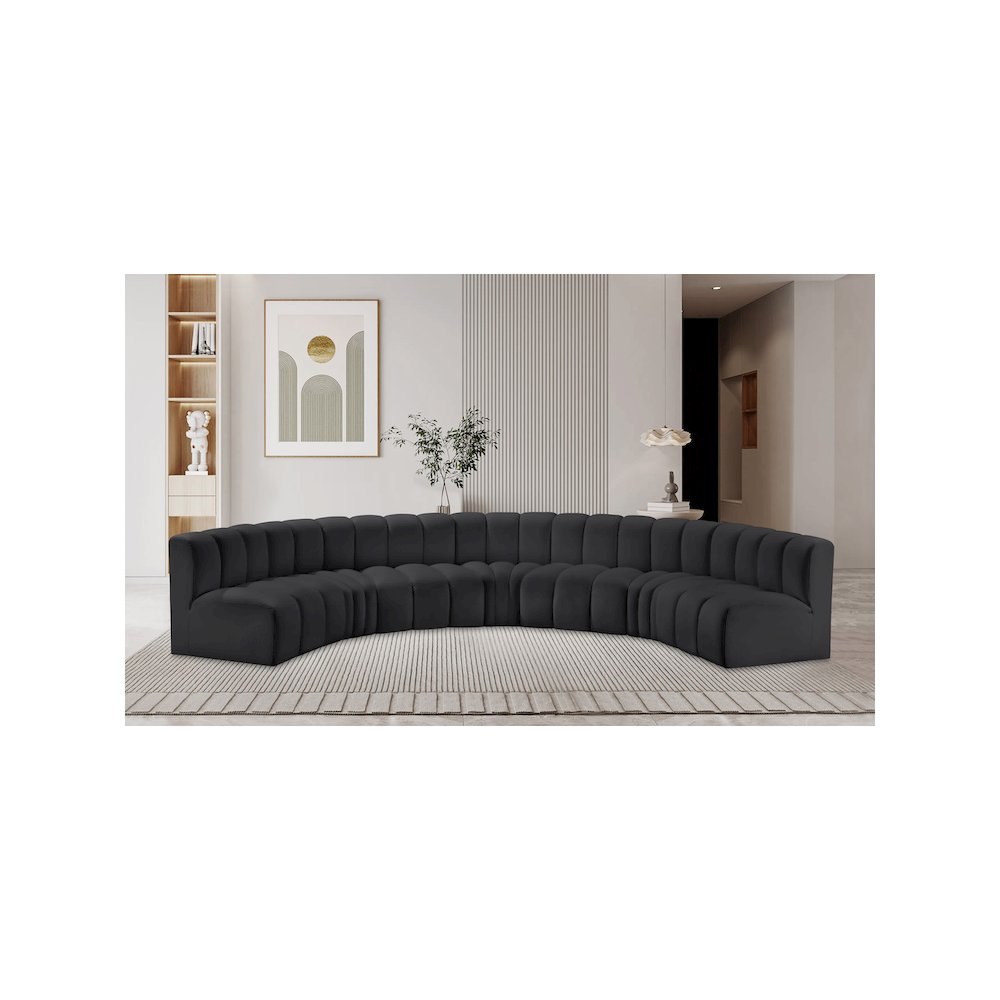 Arc Black Vegan Leather Modular Sofa. Picture 2