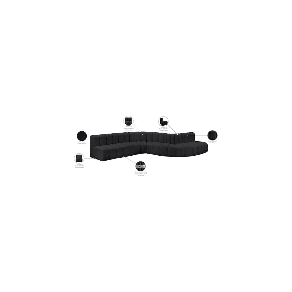 Arc Black Vegan Leather Modular Sofa. Picture 13