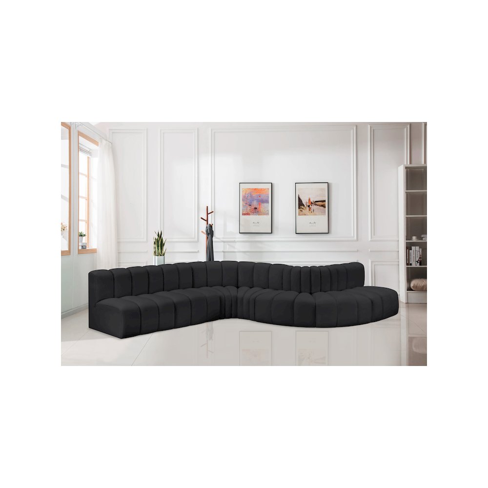 Arc Black Vegan Leather Modular Sofa. Picture 2