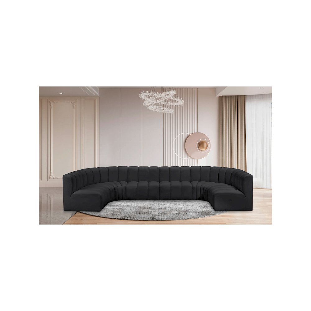 Arc Black Vegan Leather Modular Sofa. Picture 2