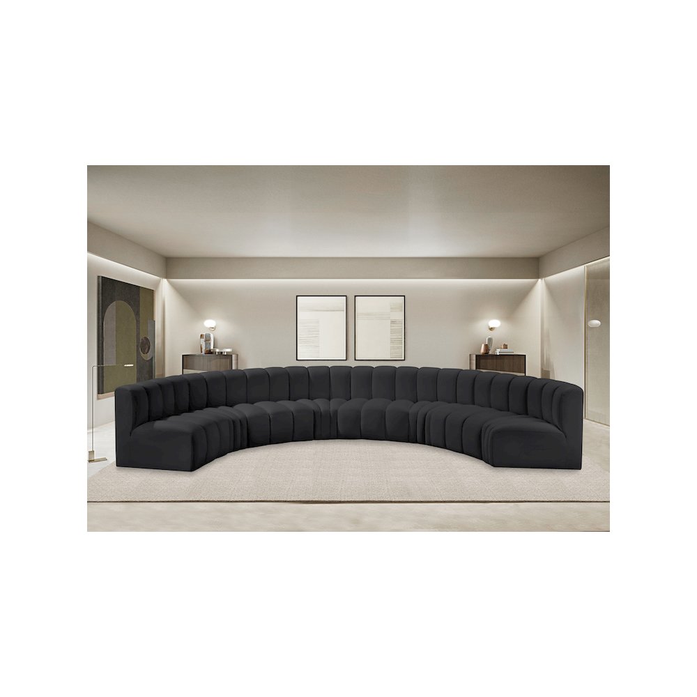 Arc Black Vegan Leather Modular Sofa. Picture 2