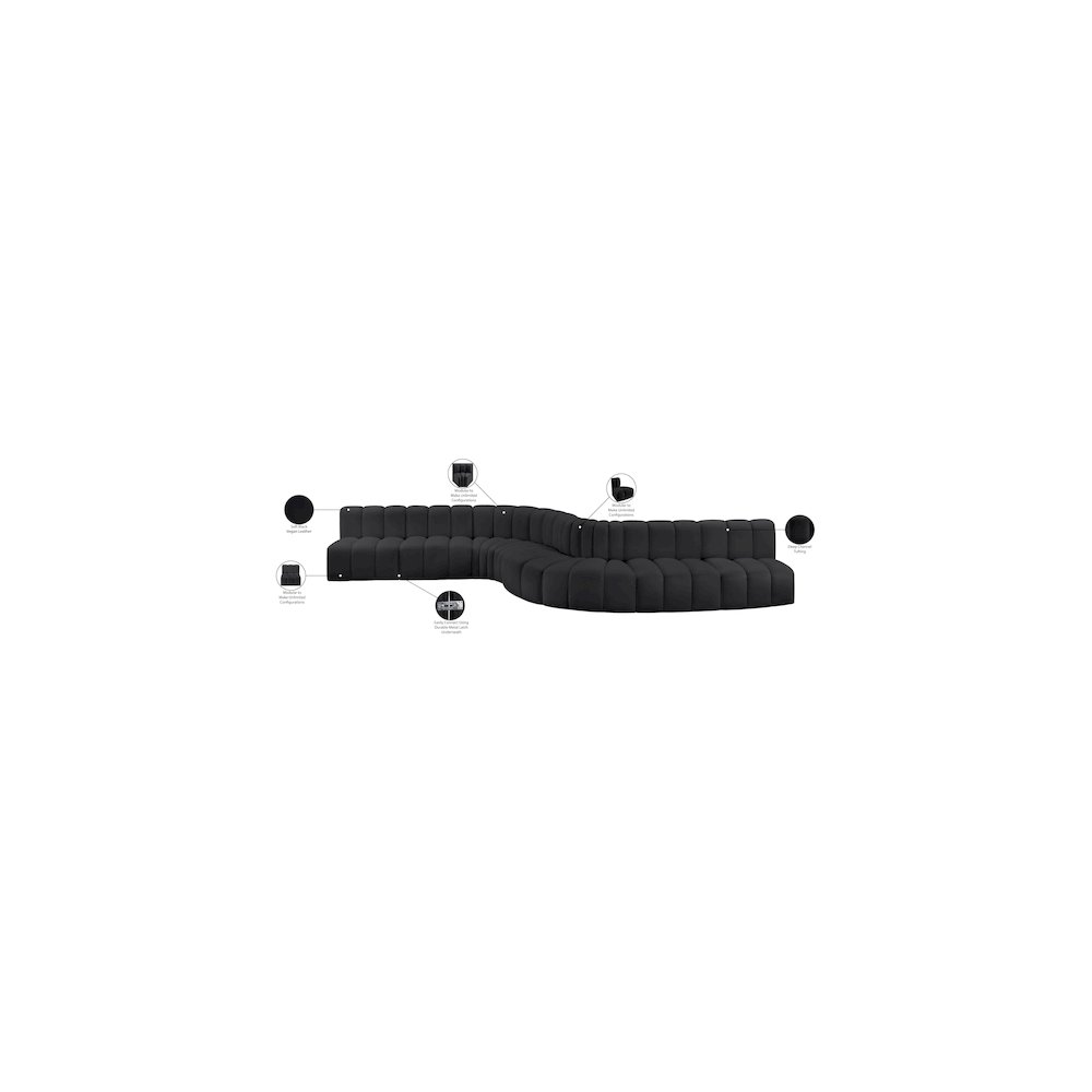 Arc Black Vegan Leather Modular Sofa. Picture 14