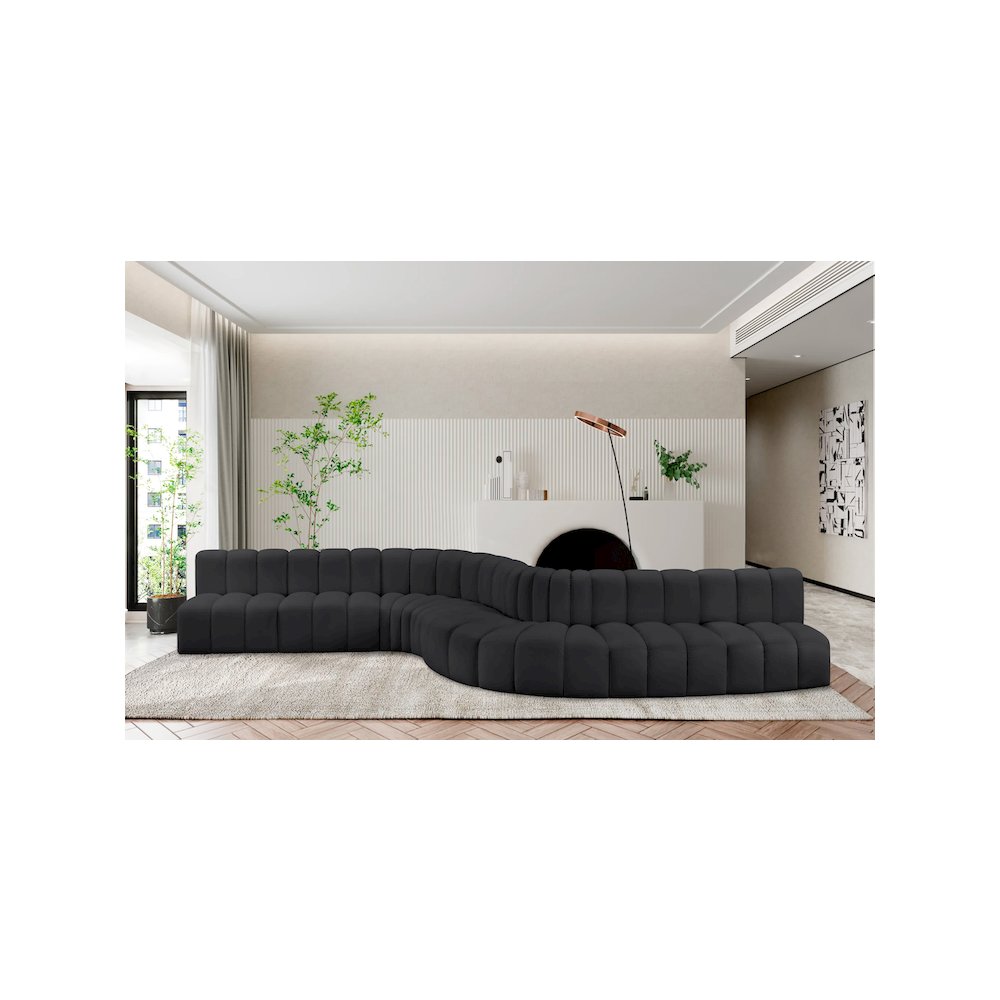 Arc Black Vegan Leather Modular Sofa. Picture 2