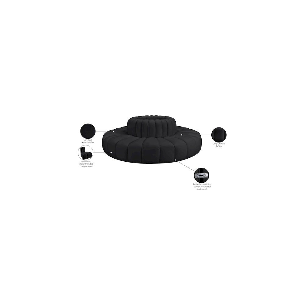 Arc Black Vegan Leather Modular Sofa. Picture 8