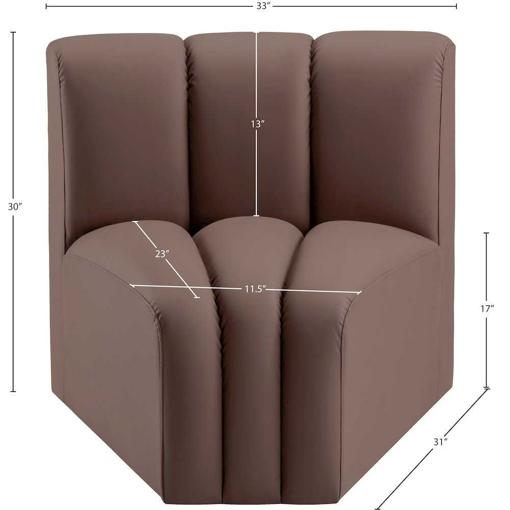 Arc Brown Vegan Leather Curved Corner. Picture 9