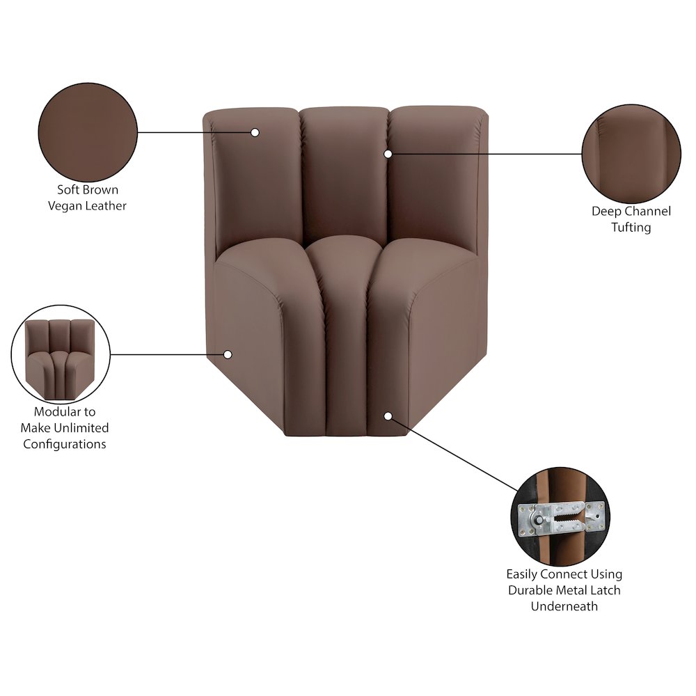 Arc Brown Vegan Leather Curved Corner. Picture 10
