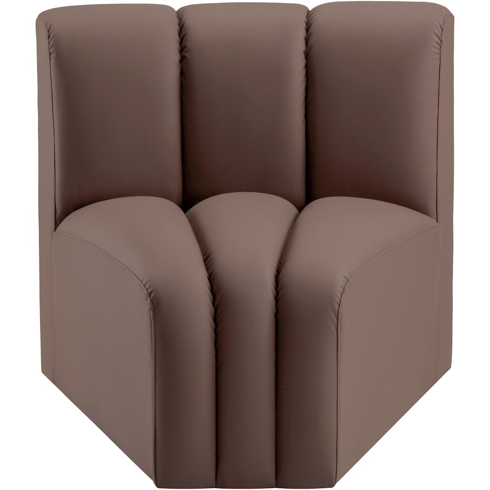 Arc Brown Vegan Leather Curved Corner. Picture 3