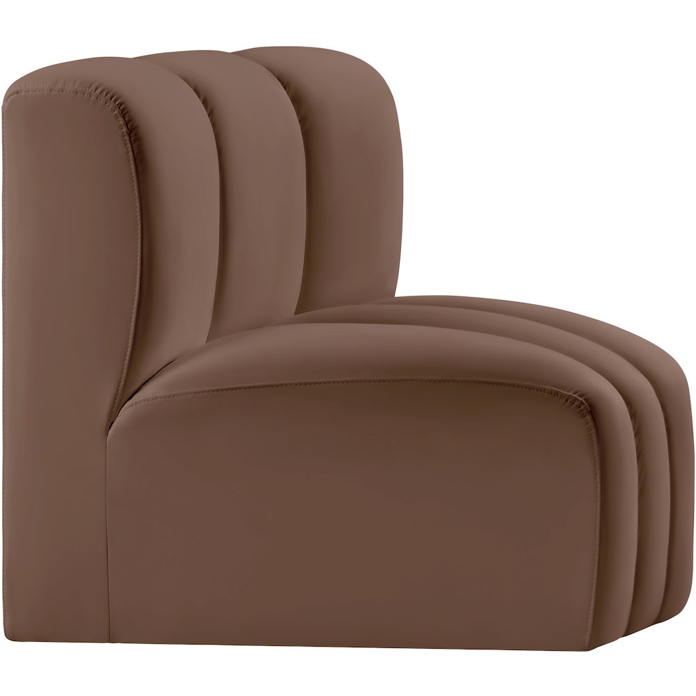 Arc Brown Vegan Leather Curved Corner. Picture 4