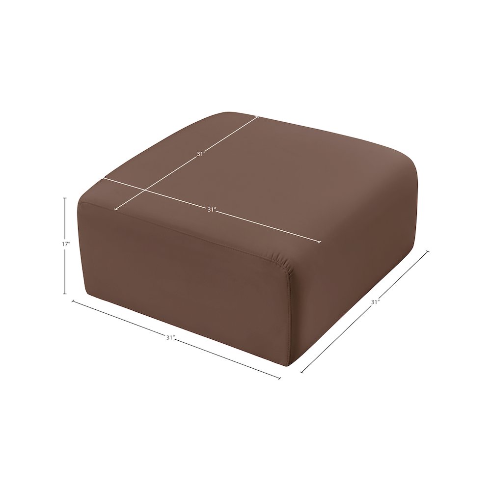 Arc Brown Vegan Leather Ottoman. Picture 6